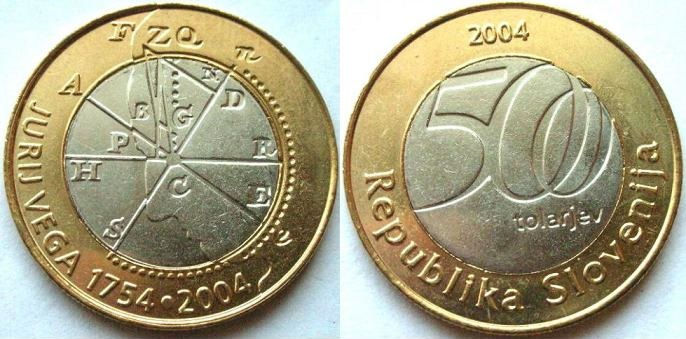 500 толаров 2004 год. Словения. Георг Вега